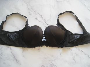 国内单~黑色光面有钢圈可拆卸肩带文胸内衣75A