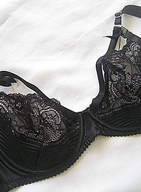 Dita蒂塔薄棉罩杯黑色文胸性感内衣70E80D85B85D  Large size
