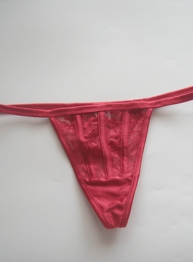 bras~澳洲单~红色性感低腰款蕾丝拼网纱女士丁字裤T裤内裤