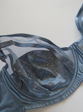 大牛薄款有钢圈缎面拼网纱烫钻文胸大码80C70K80I95EHLarge size