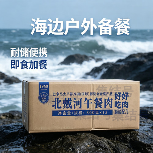 整箱北戴河牌好好吃肉切片午餐肉即食户外应急午餐肉罐头袋装学生