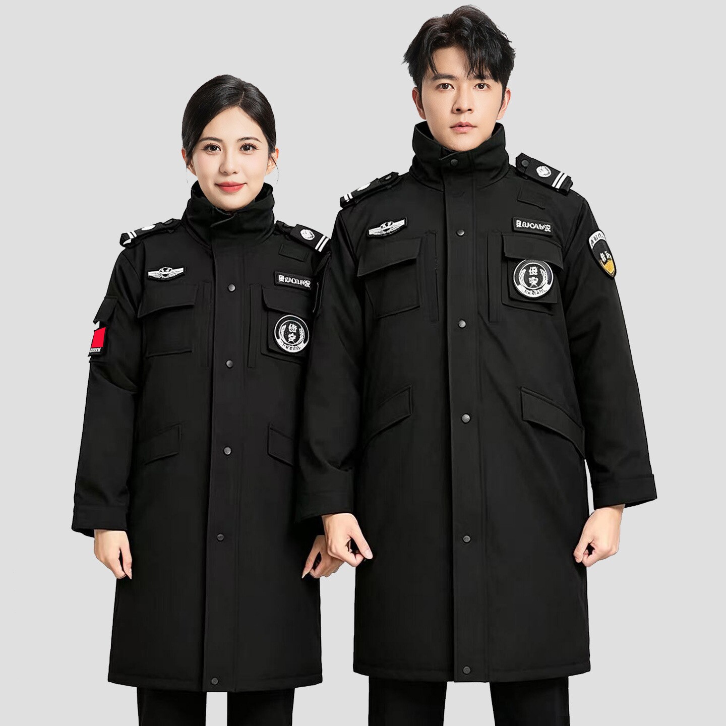 速干保安服棉袄冬季加厚加长保暖工作服棉服防寒多功能作训大衣男
