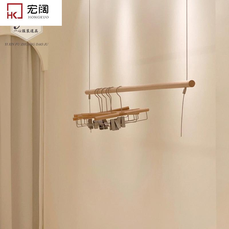 服装店展示架实心榉木吊架上墙原木色悬挂衣架韩系女装陈列架