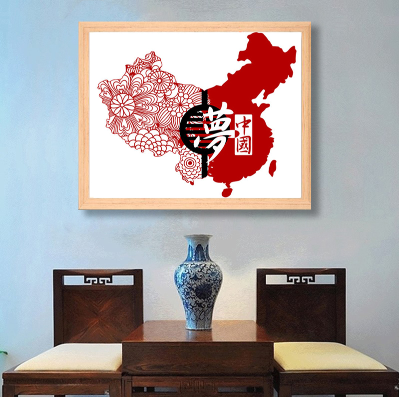 手工活钻石画5d爱国主题红色简单款砖石贴画diy粘钻画砖石十字绣