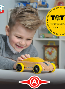 totstuff木制拼装车儿童赛车跑车轨道玩具套装男孩女孩交通标识
