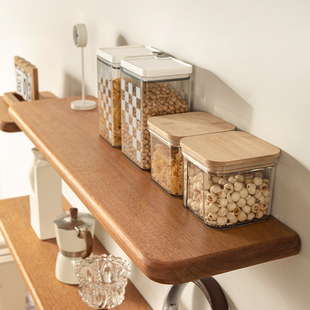 榆木实木一字板置物架卧室客厅厨房墙面悬空摆件展示架墙上层板