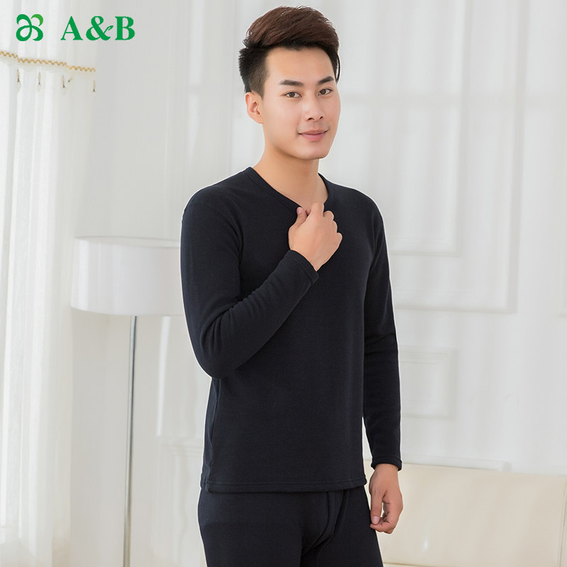 ab保暖内衣男士加厚加绒冬秋衣秋裤中老年保暖套装圆领加大码t709