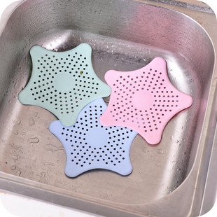 创意五角星厨房水槽防堵塞地漏 浴室水池下水道排水口头发过滤网