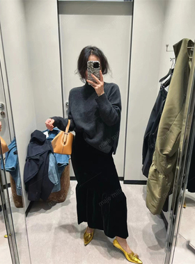 设计师买手店小众设计感鱼尾裙丝绒半身裙高级垂坠小黑裙时髦中裙