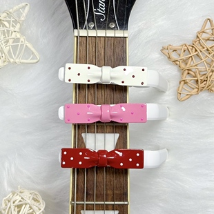 乐器配件可爱卡通民谣吉他变调夹电木吉他尤克里里粉色波点蝴蝶结