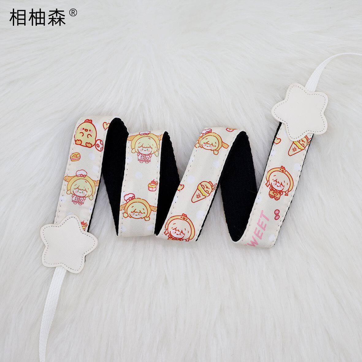 原创可爱小黄鸡甜妹图案微单拍立得相机背带肩带斜挎加厚相机背带
