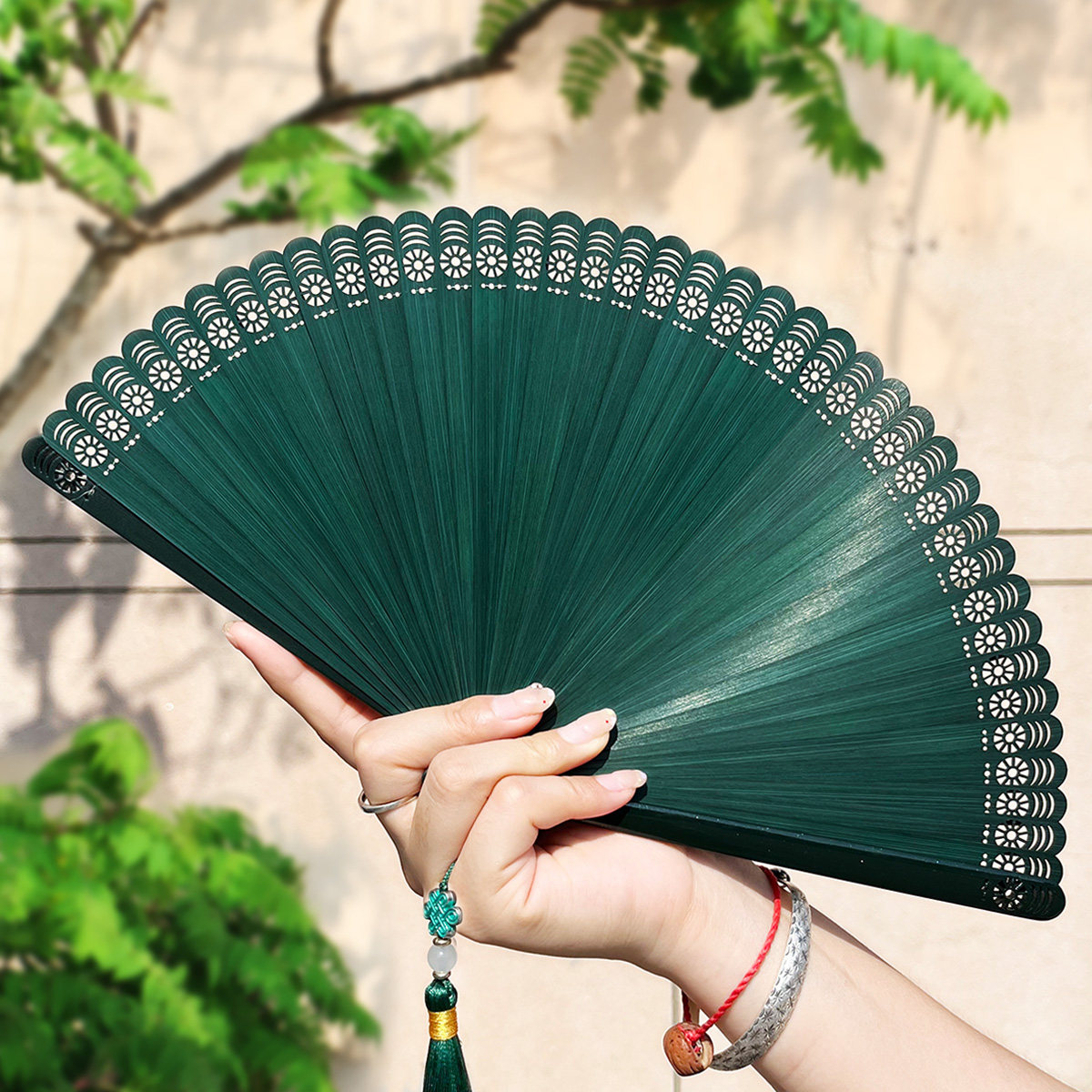 【教师节专属】中国风绾风全竹女士扇子镂空折扇古风好开合舞蹈扇