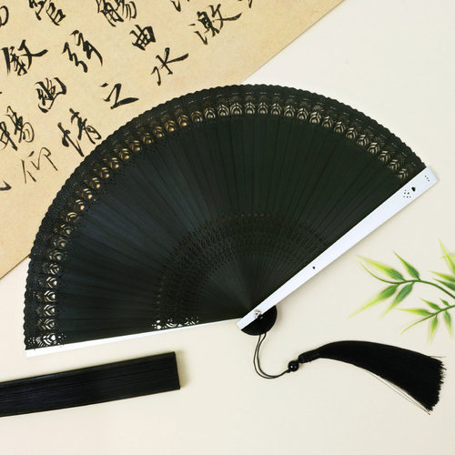 284古风全竹7寸扇子大号镂空折扇中国风汉服舞蹈扇女士日用礼品扇