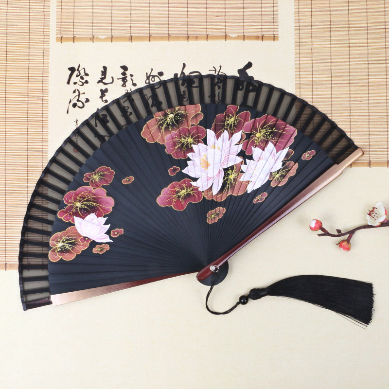 直播间专属福利-中国风女士扇子真丝古风女士折扇好开合舞蹈扇