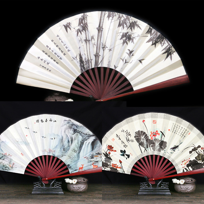 141-中国风10寸3把折扇组合复古扇子日用随身携带夏天男士舞蹈扇