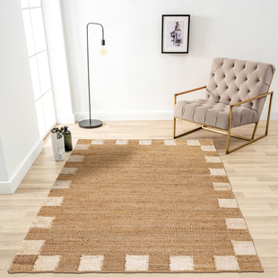 手工编织进口地毯色块北欧乡村田园黄麻家用民宿露台几何地垫