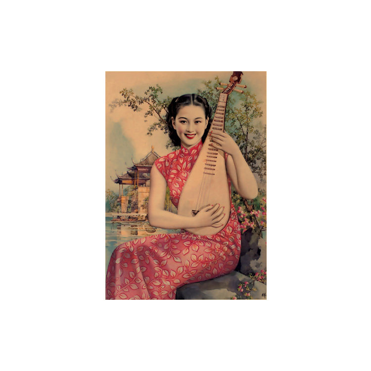 民国老上海月份牌旗袍美女海报复古风格老广告牛皮纸墙贴装饰画
