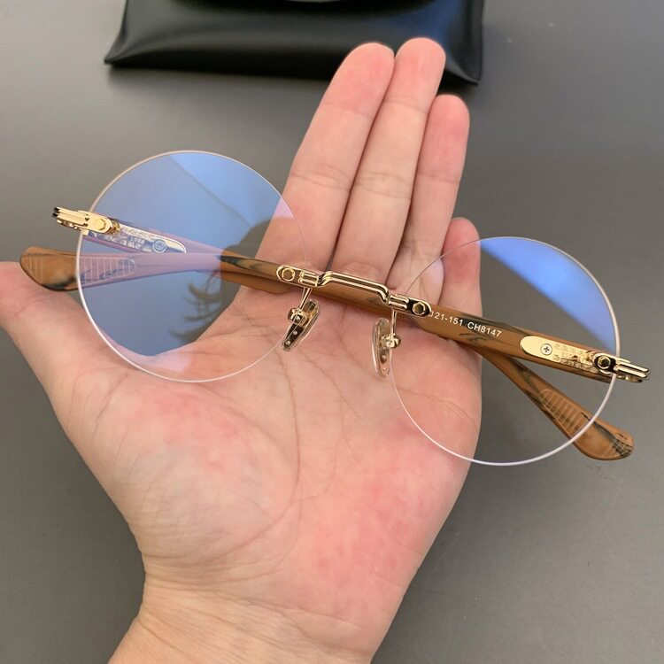 麦克心罗心眼镜框架无框打孔阿拉蕾太子镜正圆形复古男女近视镜架