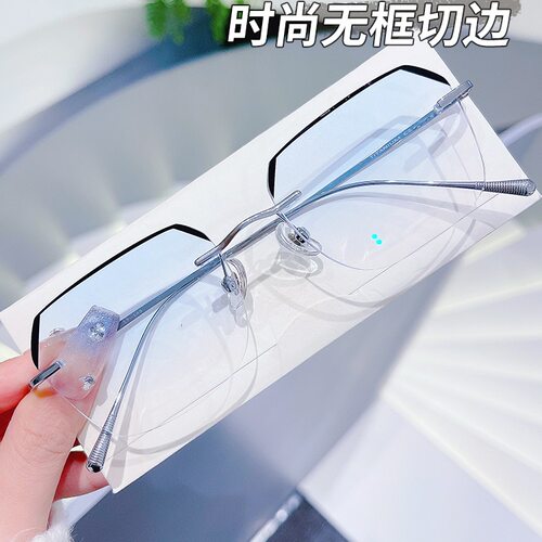 古帕GUPPO新品超轻纯钛近视眼镜男无边框眼镜配有度数变色防蓝光