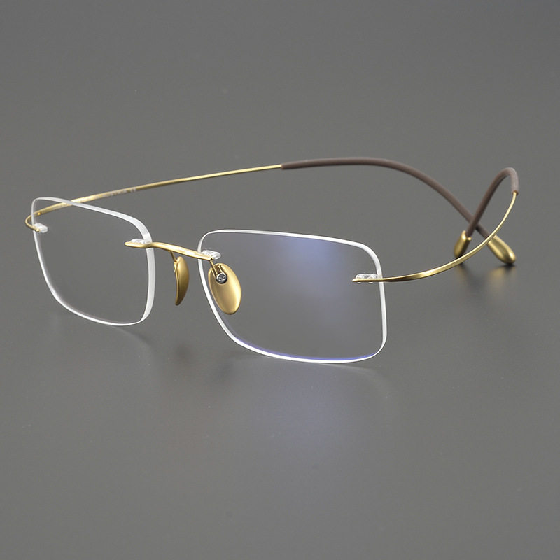 诗乐丹奇纯钛超轻无框眼镜男配近视防蓝光金丝无边框眼镜框女简易
