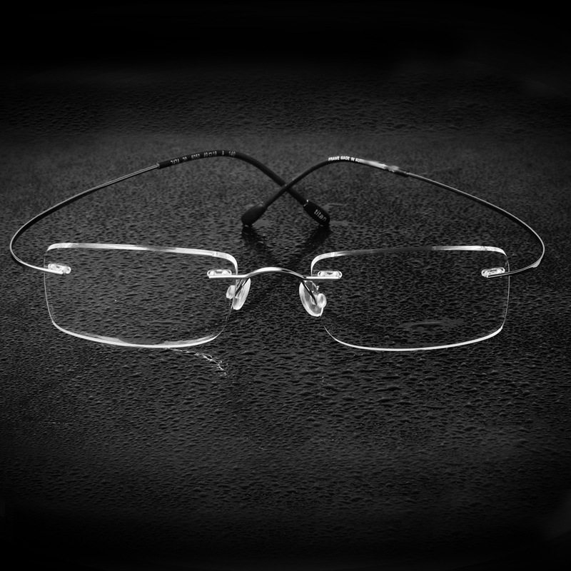 老王诗乐无框镜架纯钛 近视眼镜架 切边眼镜框男女超轻7799