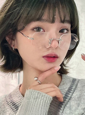 适合方圆脸无框眼镜近视女可配蔡司镜片度数防蓝光御姐无边框眼睛