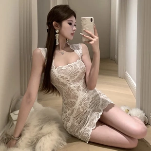 2453欧美东南亚外贸2026女装纯欲辣妹露背蕾丝修身内搭连衣裙