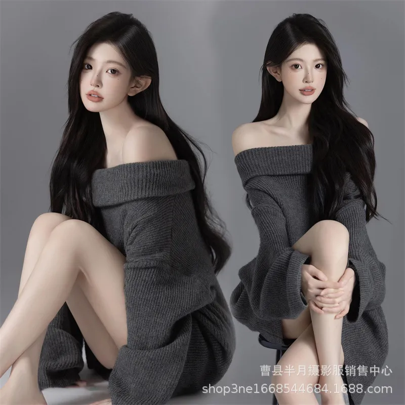 影楼新款肖像主题写真服装灰色高级感纯欲风私房艺术照摄影服