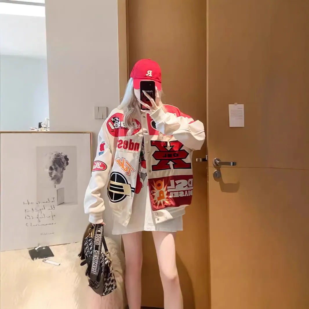 美式棒球服女早春2026宽松潮牌机车服夹克外套青春都市时尚潮流款