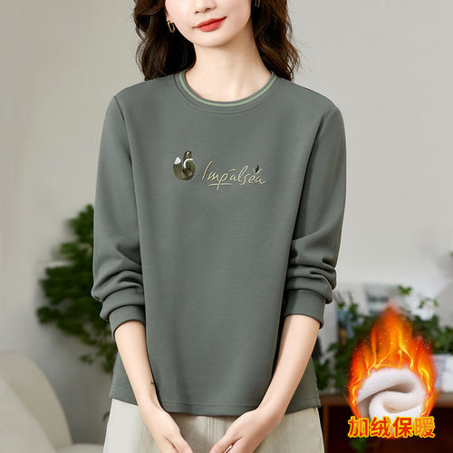 圆领加绒卫衣女秋冬2025