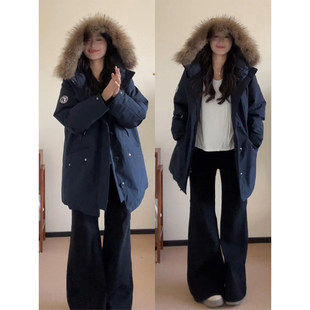 新款 300斤特大码 派克服女胖mm冬季 加厚工装 加厚连帽棉服外套 女装