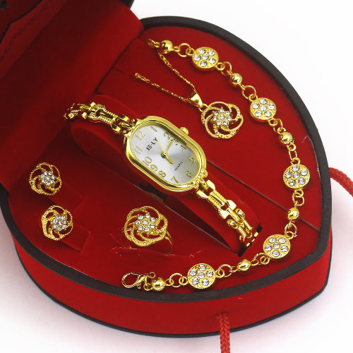 时尚手表女士珠宝套装礼物项链手镯石英女表wrist watch women
