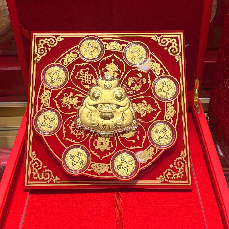 足金999金蟾八方来财摆件黄金招财旋转1.8克开业乔迁送朋友礼物