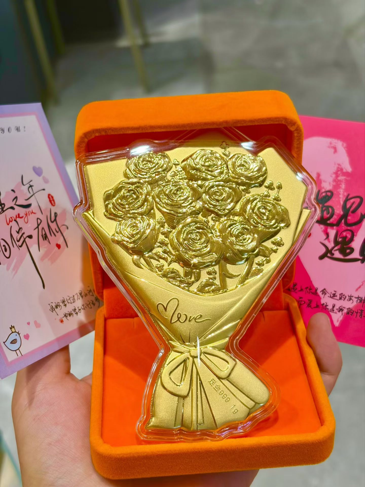 足金999手捧花一克大手捧花黄金花超级大花送女友朋友闺蜜生日