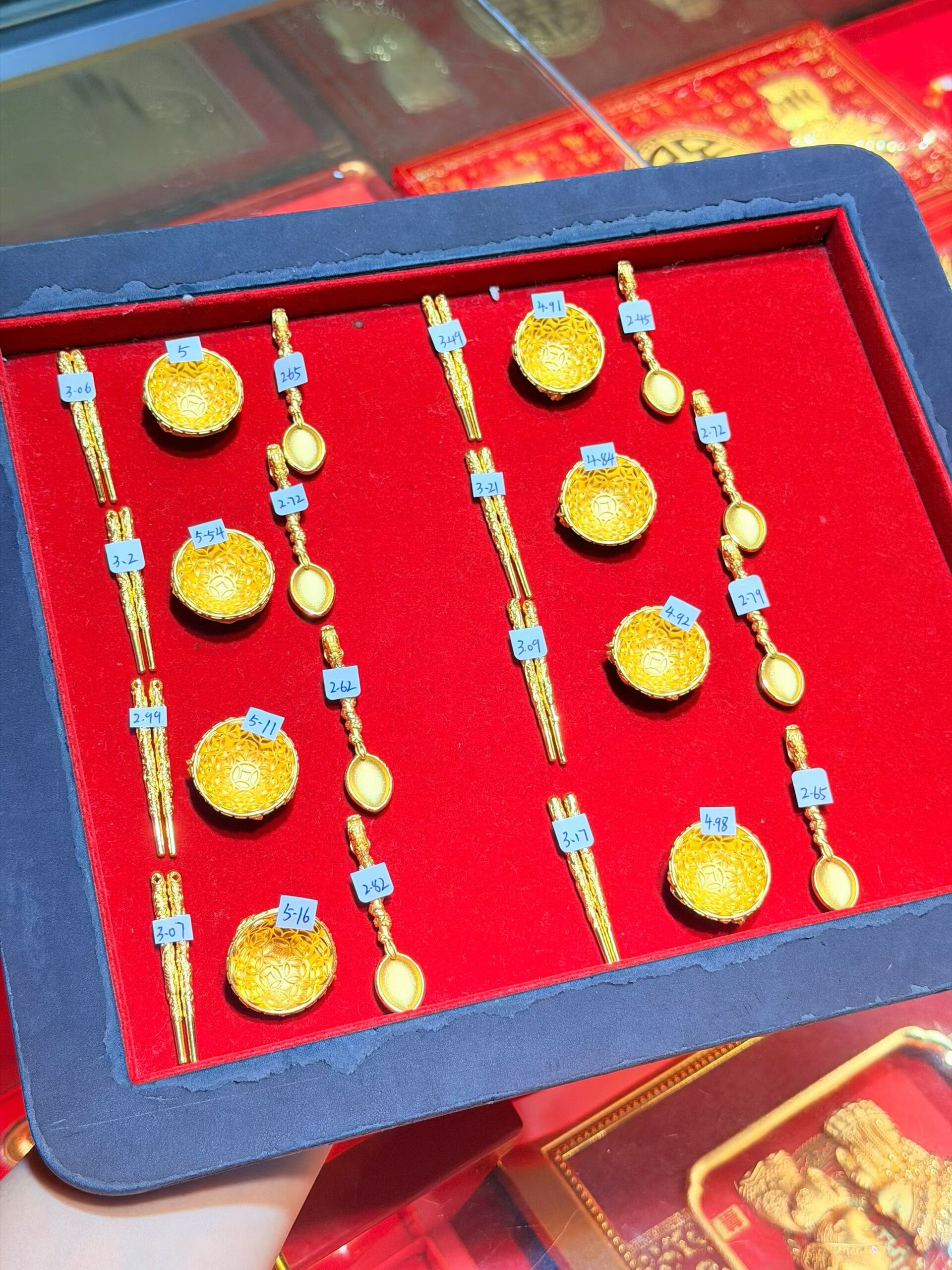 足金999勺子筷子套装黄金三宝周岁碗筷送宝宝周岁满月朋友礼物