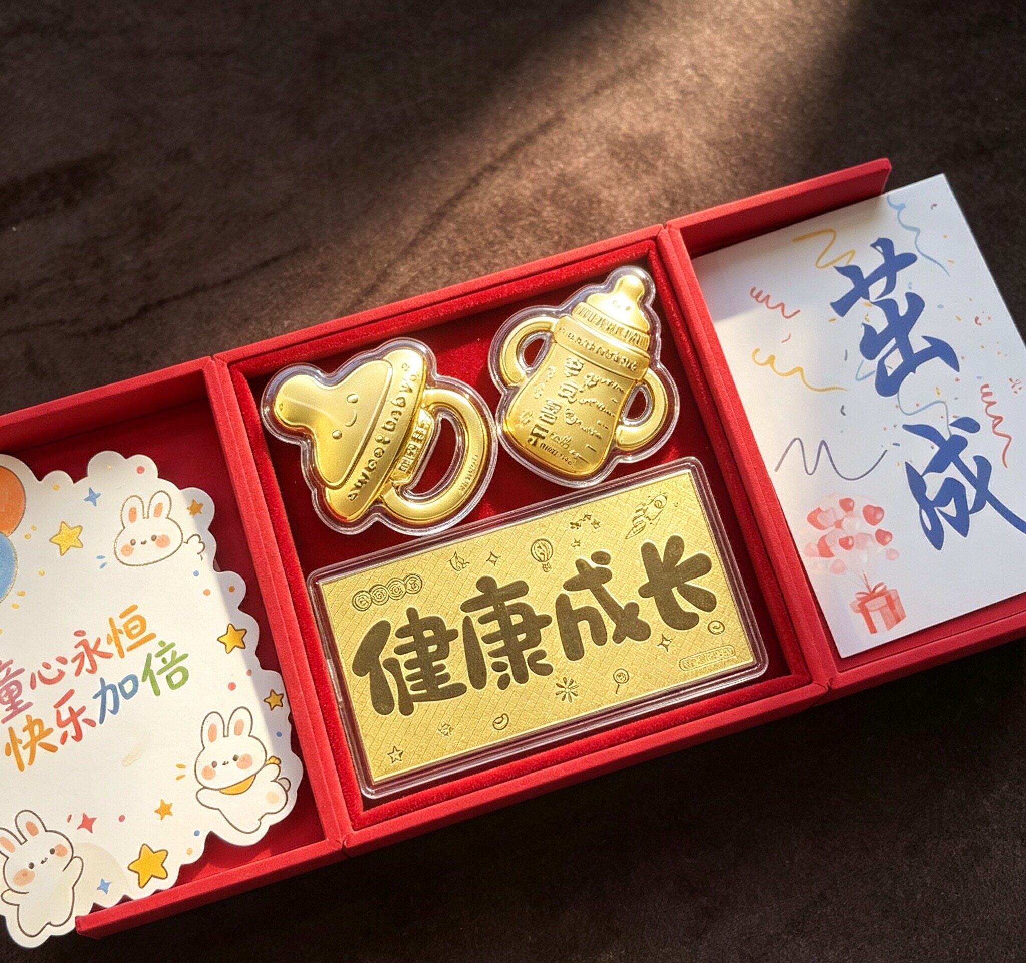 水贝黄金宝宝礼物足金999宝宝摆件黄金奶嘴奶瓶摆件送周岁礼物