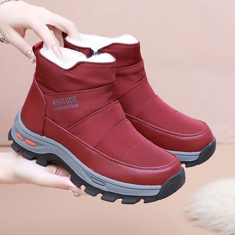 冬季新款高筒加绒加厚底女士棉鞋侧拉链一脚蹬中老年人防滑妈妈靴,女鞋,时尚雪地靴,淘宝优惠券,粉丝福利购,淘宝优惠卷
