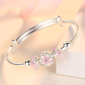 儿童手镯樱花恋手环手串手链女孩气质镀银饰品女学生女童生日礼物
