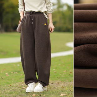 弯刀裤 宽松休闲加绒加厚羊绒混纺刺绣卫裤 女2025 原创设计款 树也