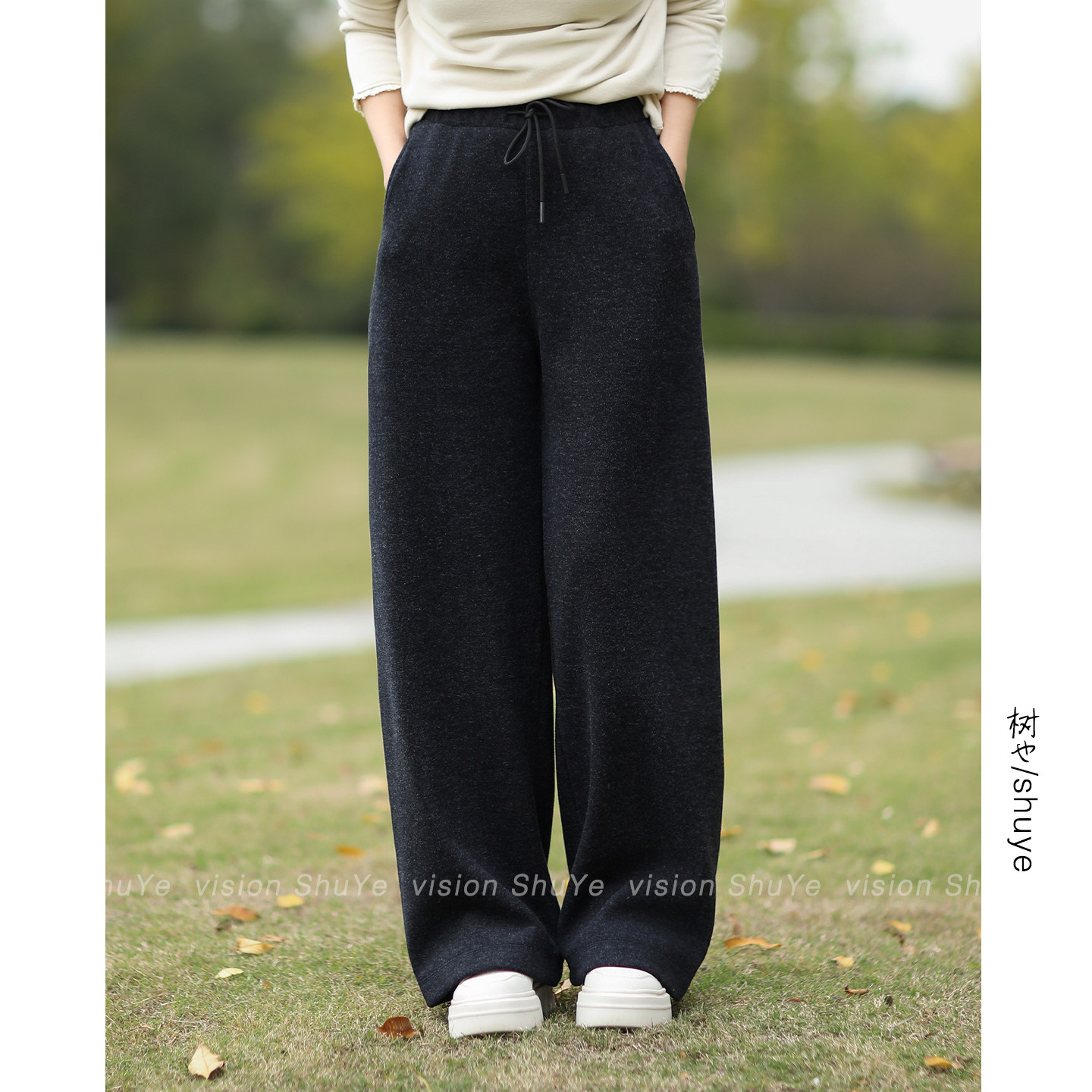 树也 简约有型 含羊绒混纺显瘦百搭休闲裤毛呢阔腿裤直筒裤女加绒,女装/女士精品,休闲裤,淘宝优惠券,粉丝福利购,淘宝优惠卷