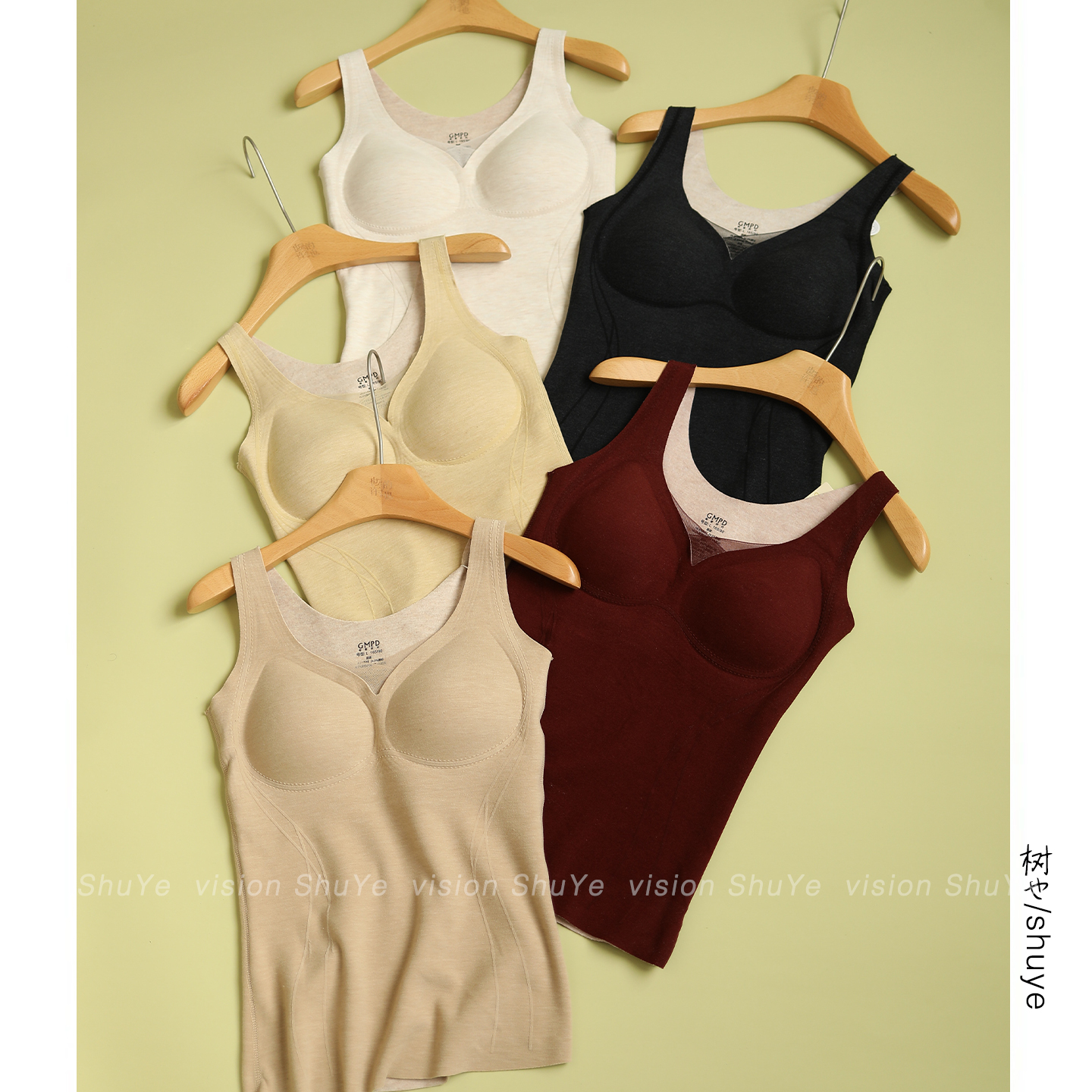 树也 收腰设计 羊毛蚕丝自带Bra文胸一体保暖背心打底内衣2025冬