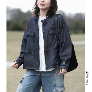 新款 树也 风牛仔短外套女2026春装 设计感宽松百搭工装 独特超好看