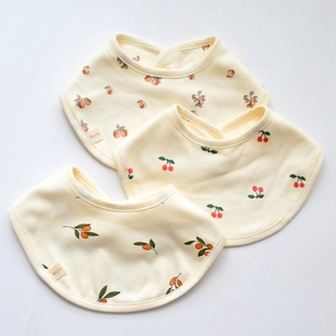 ins丹麦 新生婴儿纯棉碎花围嘴宝宝口水巾儿童双层围兜吸水防吐奶