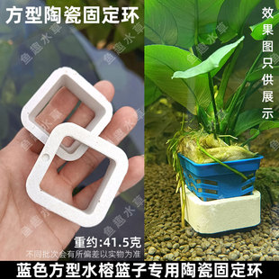 新款方型陶瓷固定环水榕方型杯专用水定植环固定神器水草定植环