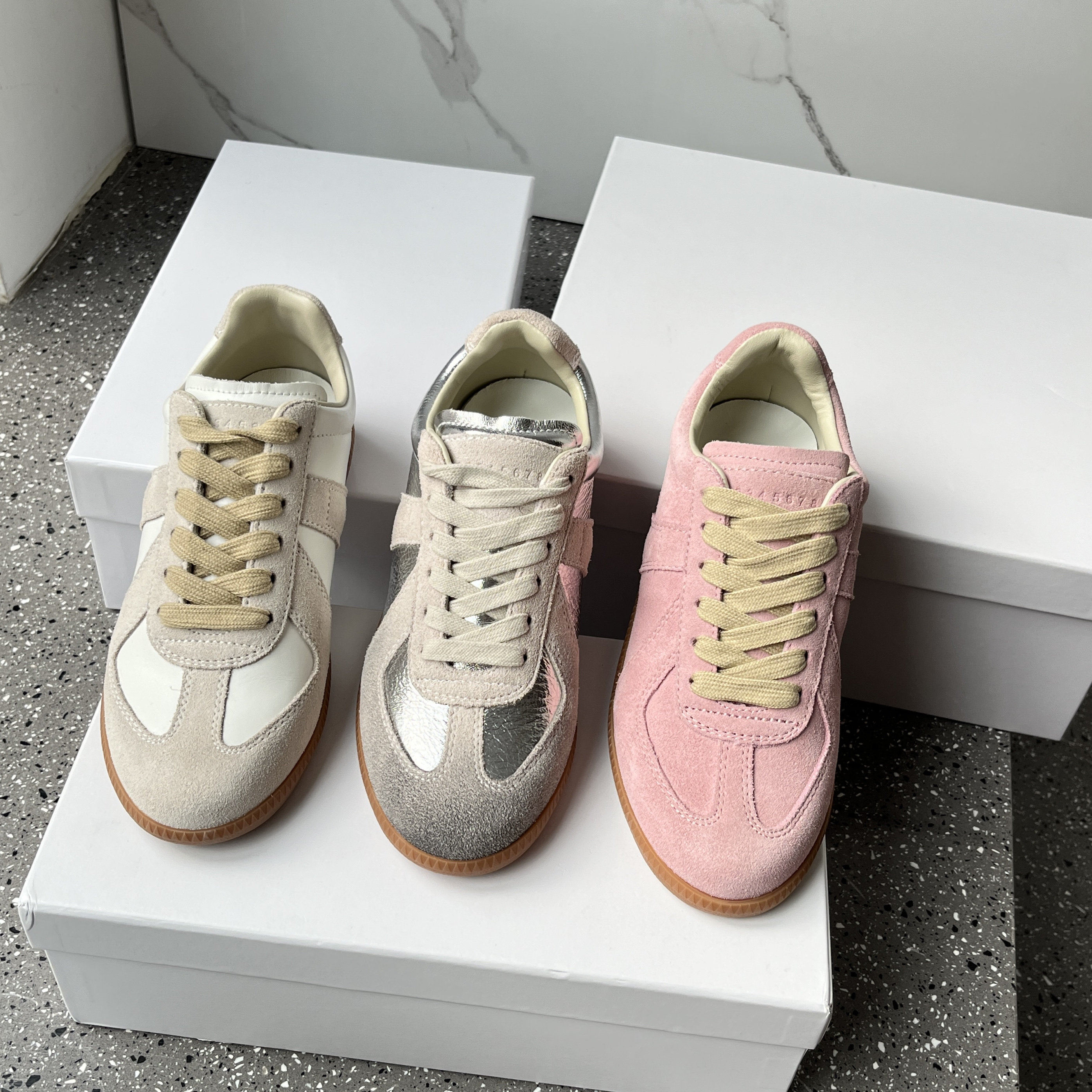 【大帅】马家德训鞋明星同款真皮系带运动休闲内增高复古小白鞋