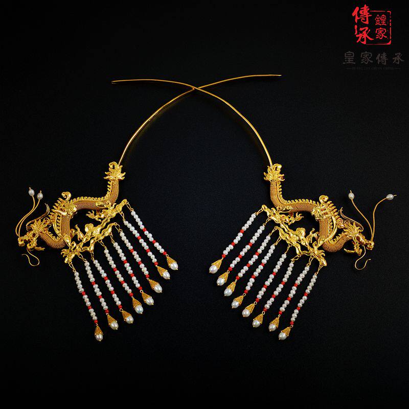 腾云龙形步摇，古代发簪汉服发饰