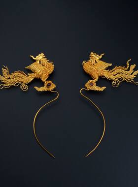 仿明代，累丝凤形复古发簪发饰发钗汉服配饰古代头饰婚礼发簪