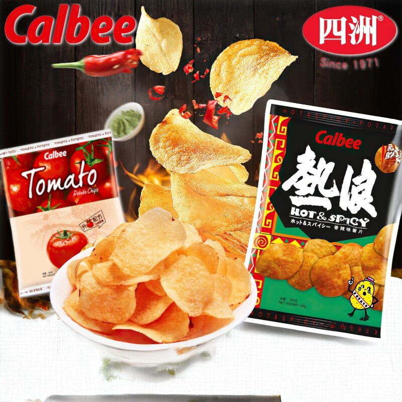 香港版calbee卡乐B薯片热浪薯片 宅卡B番茄烧烤味香脆休闲零食