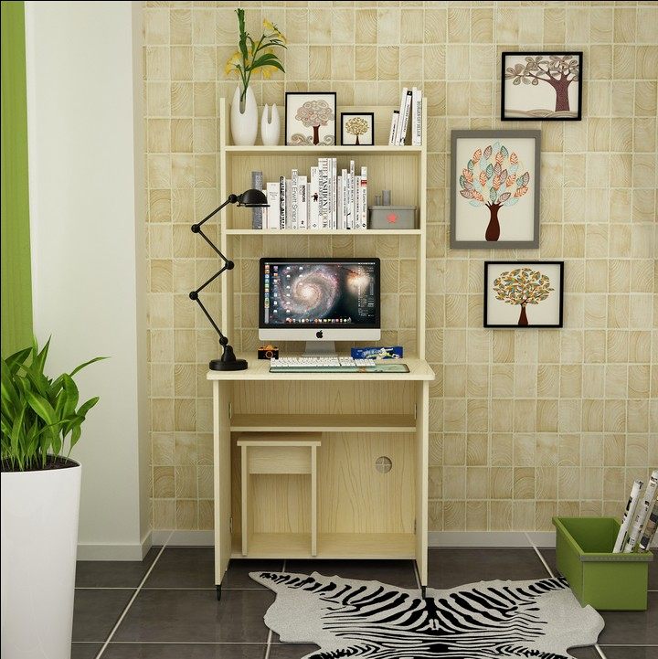 简约卧室折叠电脑桌台式家用学生桌儿童书桌写字台带书架书柜组合