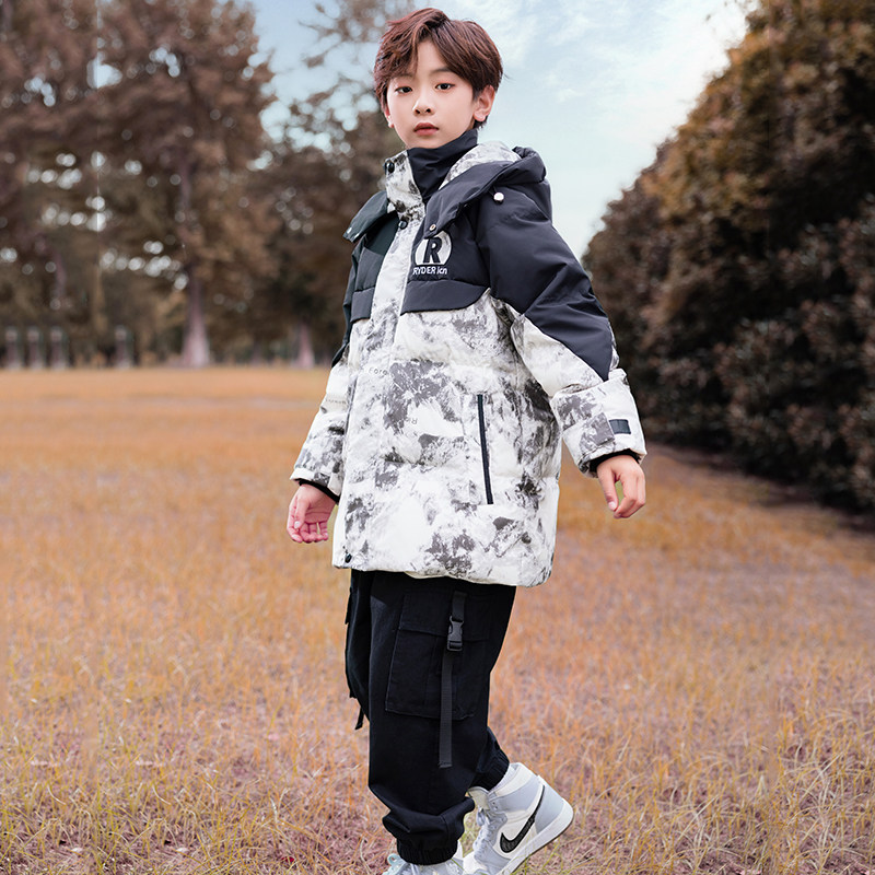 6-7-8-9-10-11岁男童中长款羽绒服儿童时尚加厚保暖宽松鸭绒外套